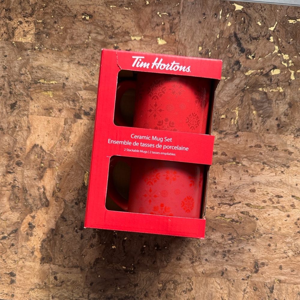 2 Tim Hortons Red Ceramic Mugs New in Box 🌹